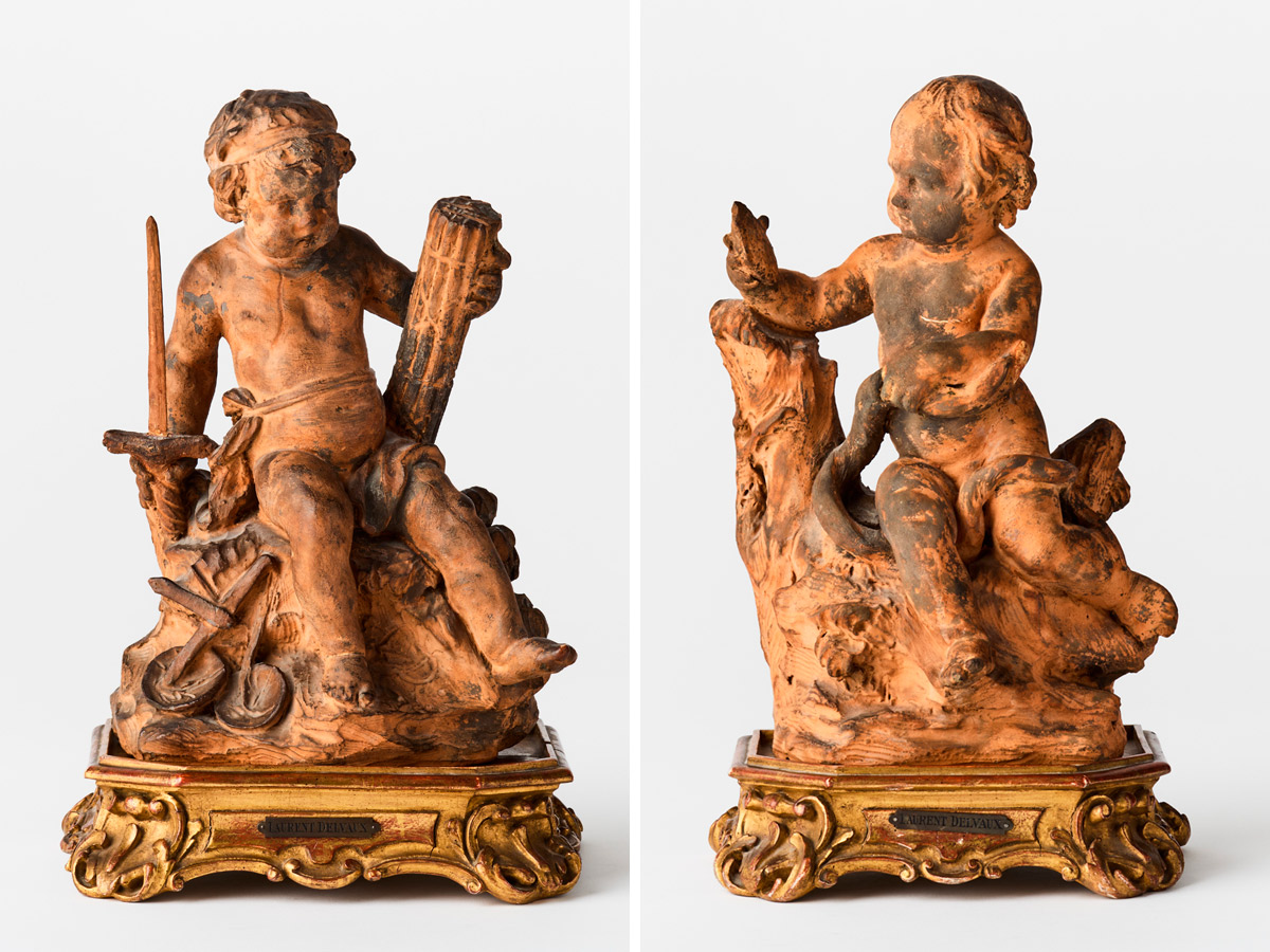 彫刻・オブジェ Rare item manifold Perfect as an object Two Rare Allegorical Terracotta Sculptures by Laurent Delvaux at